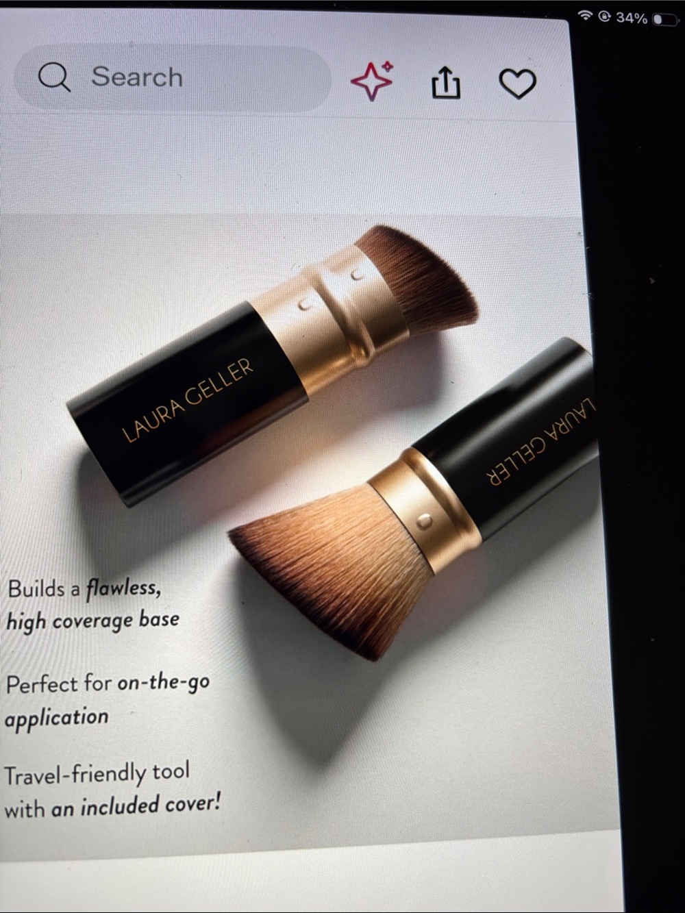 Laura Geller Retractable Angled Kabuki Brush NEW